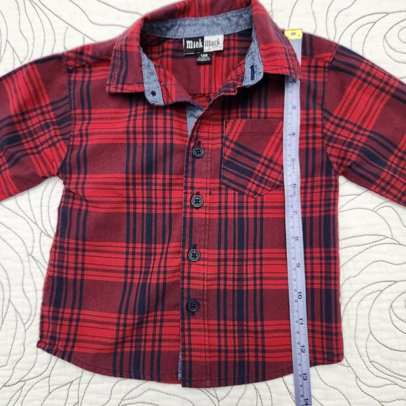 FREE W/ BUNDLE [12M] Red Plaid Mick Mack Button Up - Picture 2 of 6